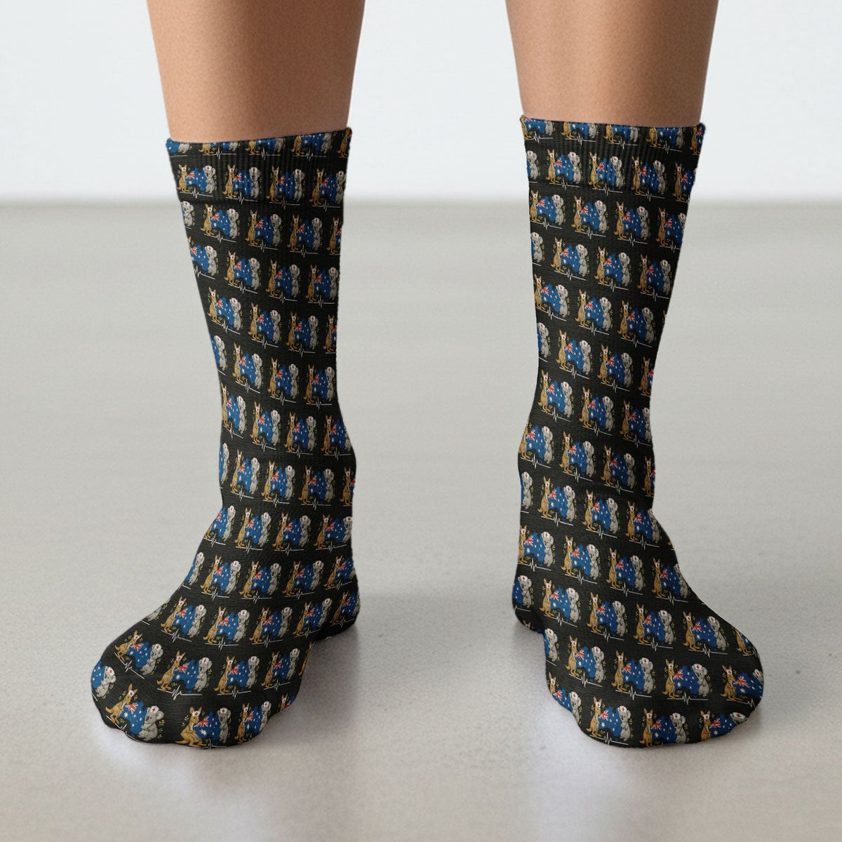 Australian Koala Kangaroo Heartbeat Nurse Socks