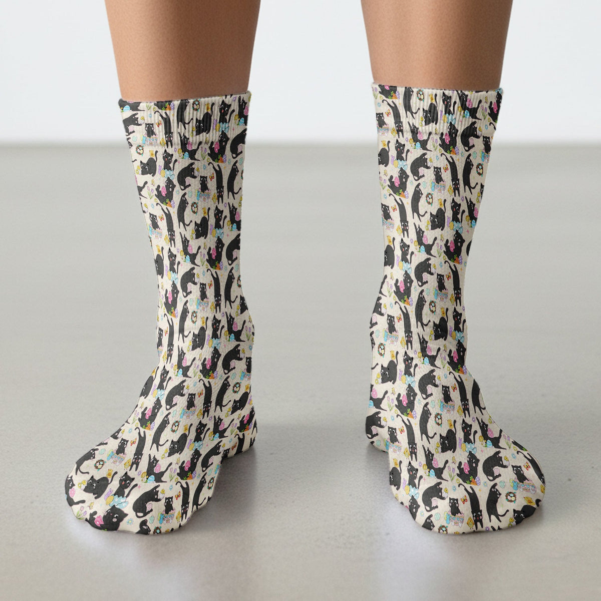Black Cat Easter Egg Nurse Socks