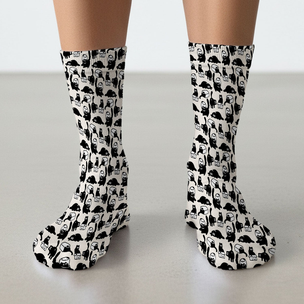 Dark Playful Cat Nurse Socks