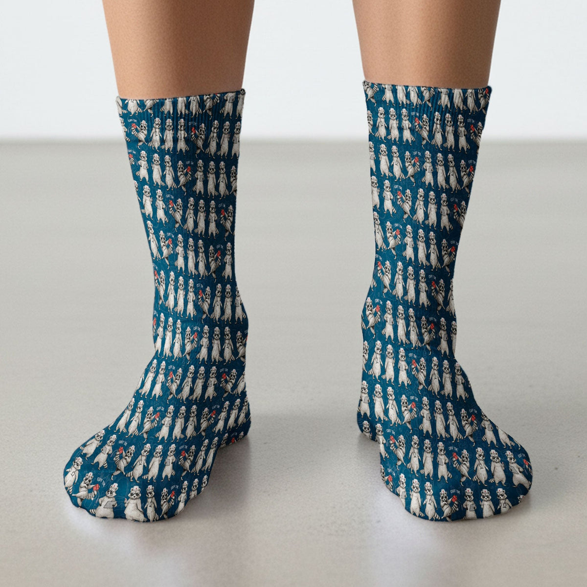 Raccoon Pattern Nurse Socks