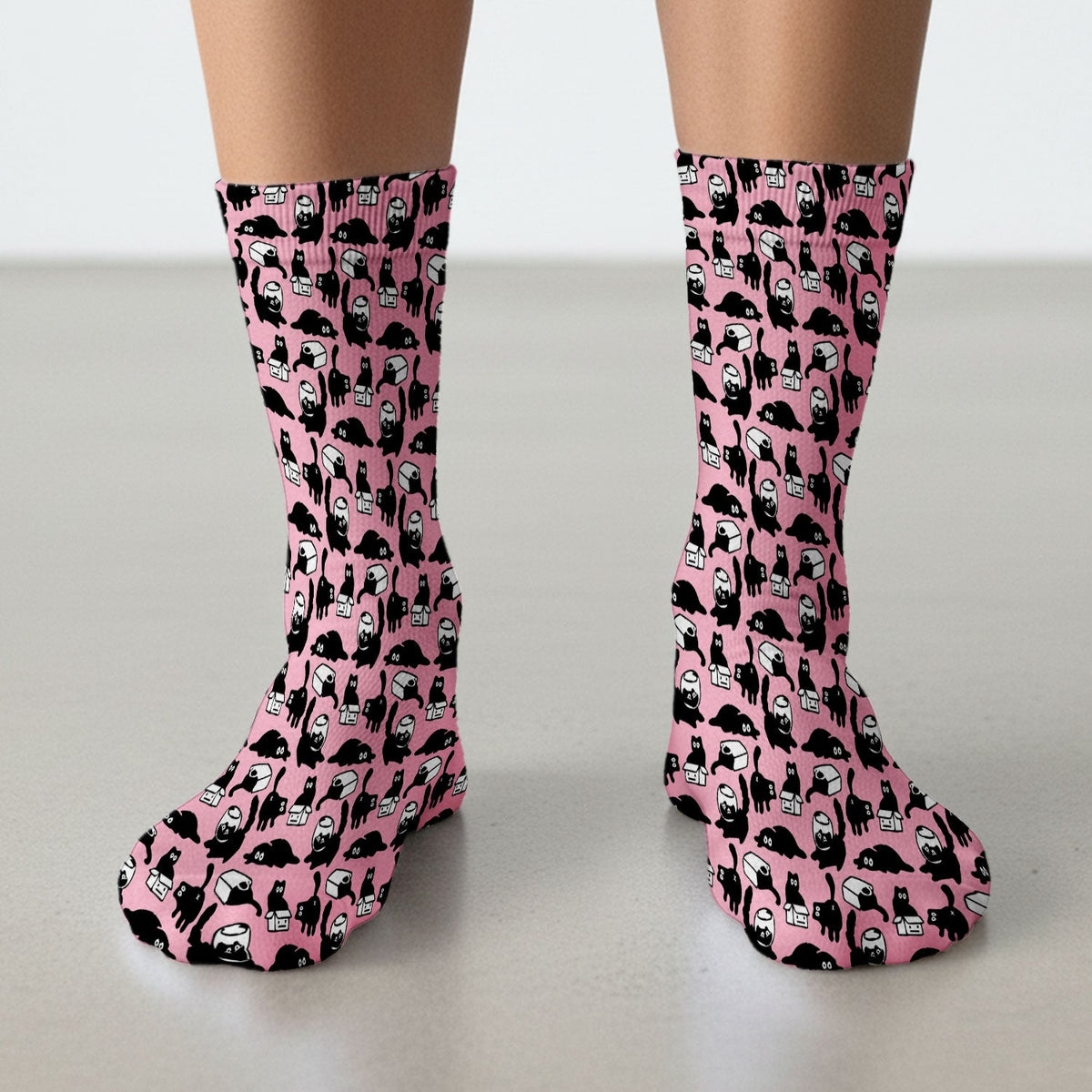 Dark Playful Cat Nurse Socks