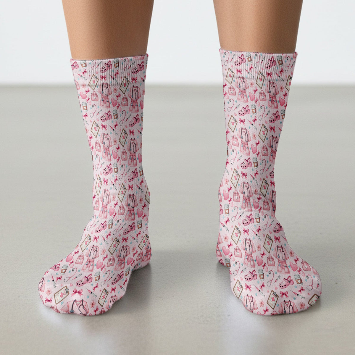 Valentine Pink Nurse Icons Socks