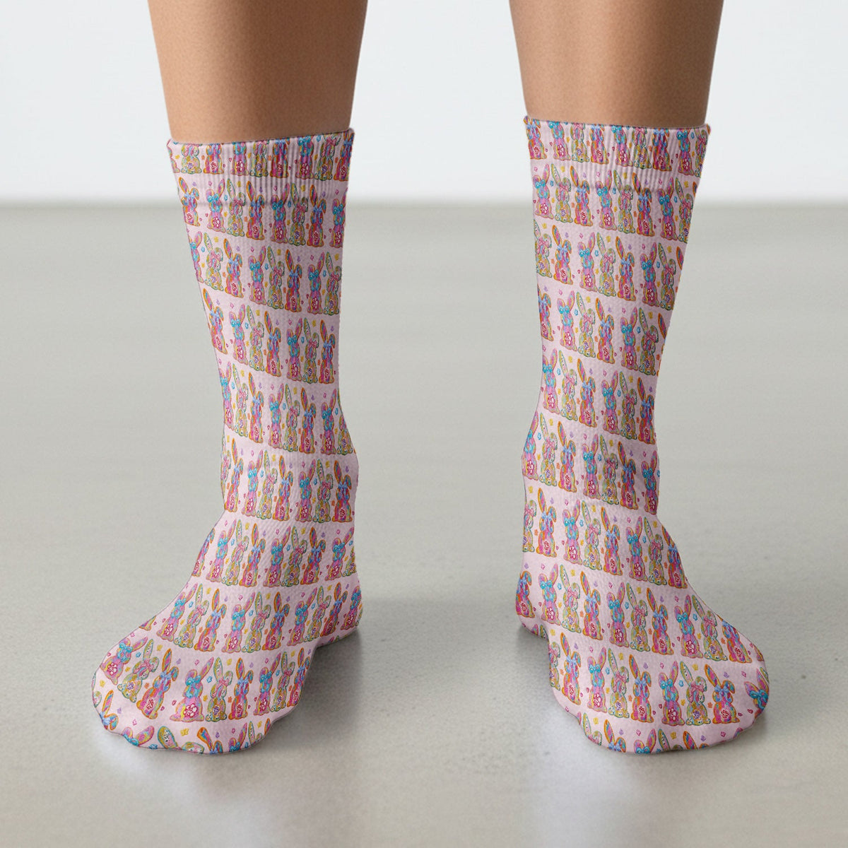 Pastel Bunny Floral Nurse Socks