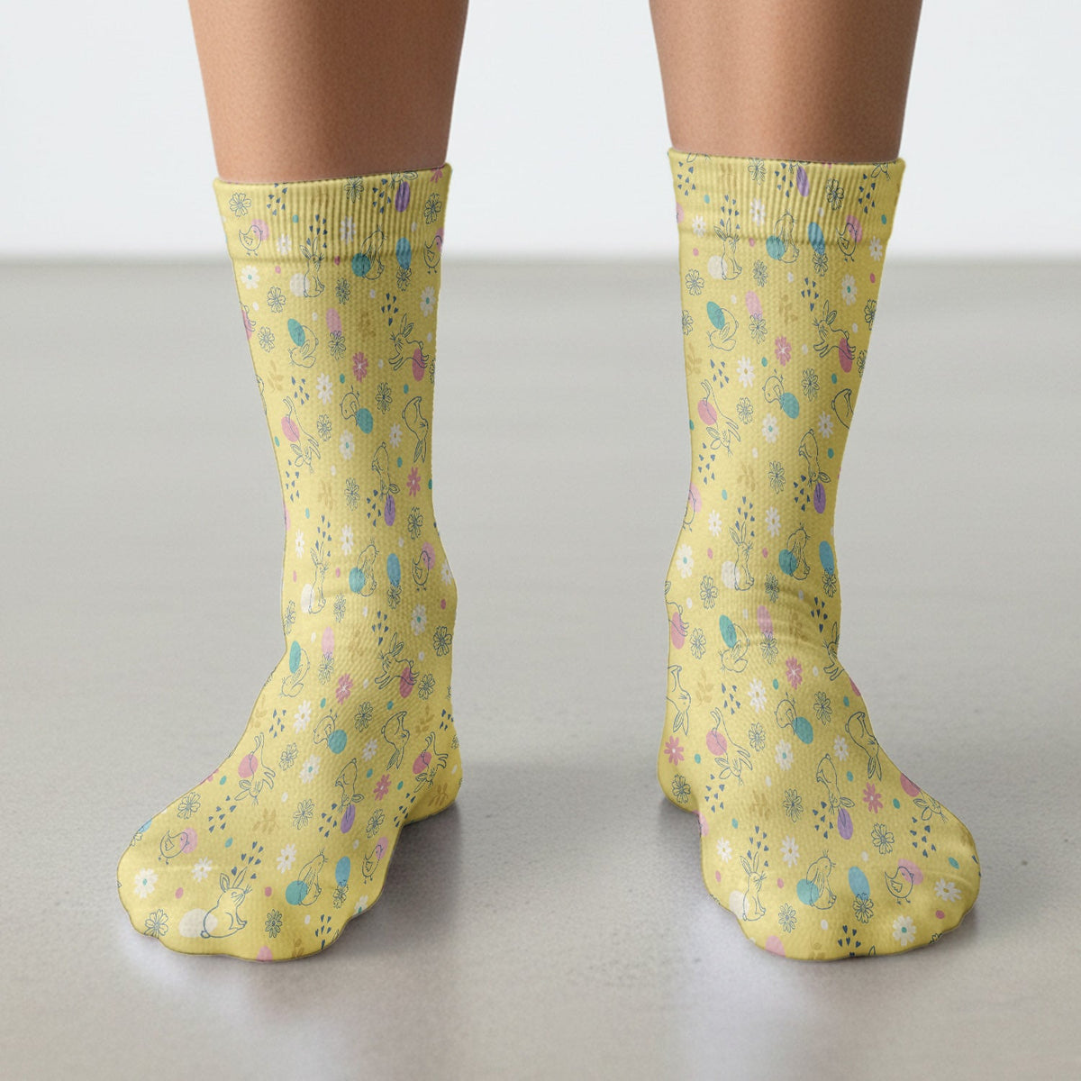 Whimsical Easter Bunny Eggs Nurse Socks