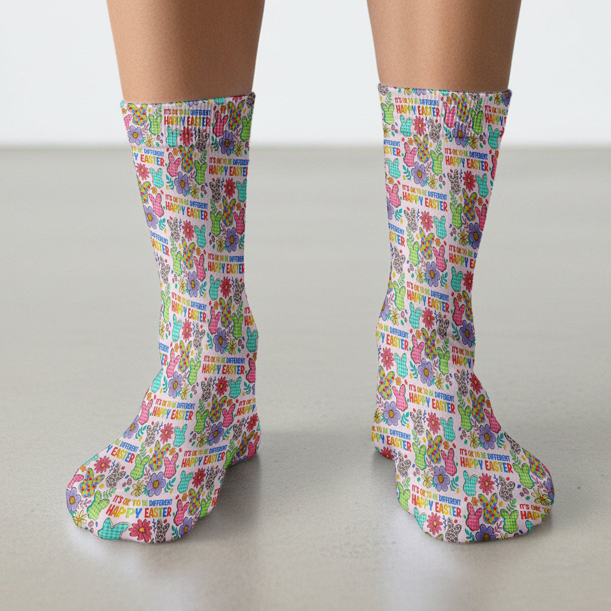 Bunny Floral Nurse Socks - Easter Gift