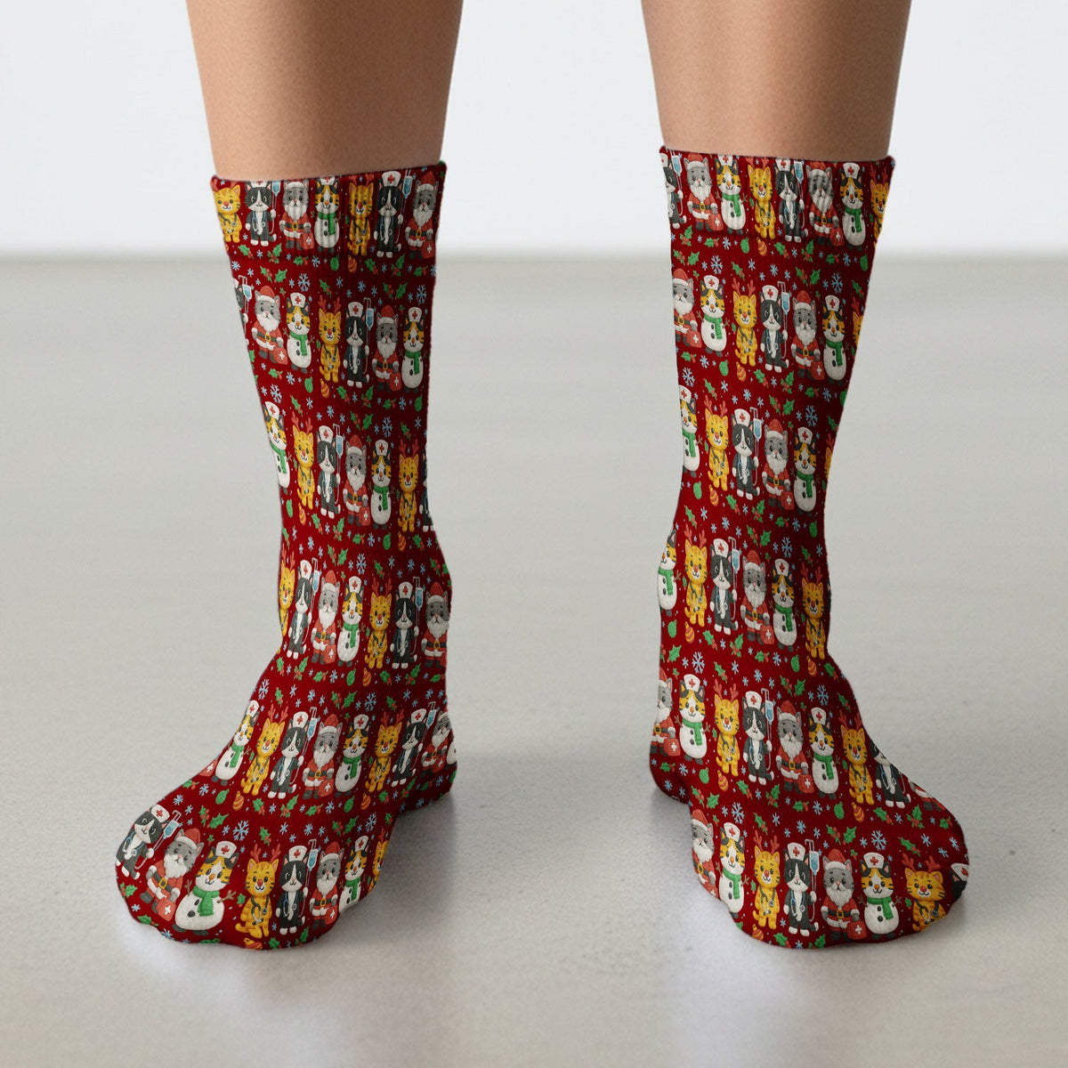Christmas Kitty Nurse Socks