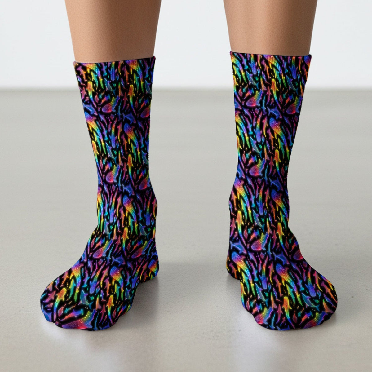 Vibrant Rainbow Shark Nurse Socks