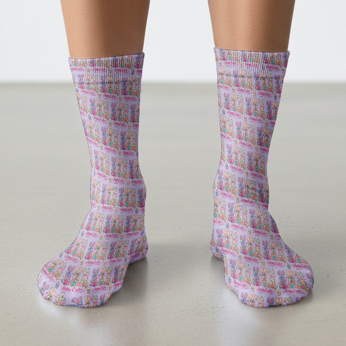 Pink Happy Easter Bunny Nurse Socks
