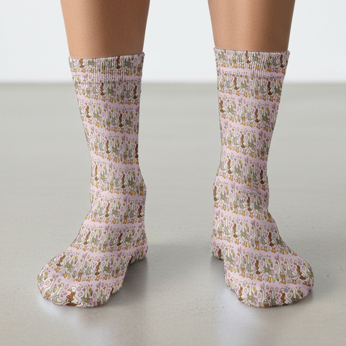 Duck Bunny Egg Floral Nurse Socks - Easter Gift