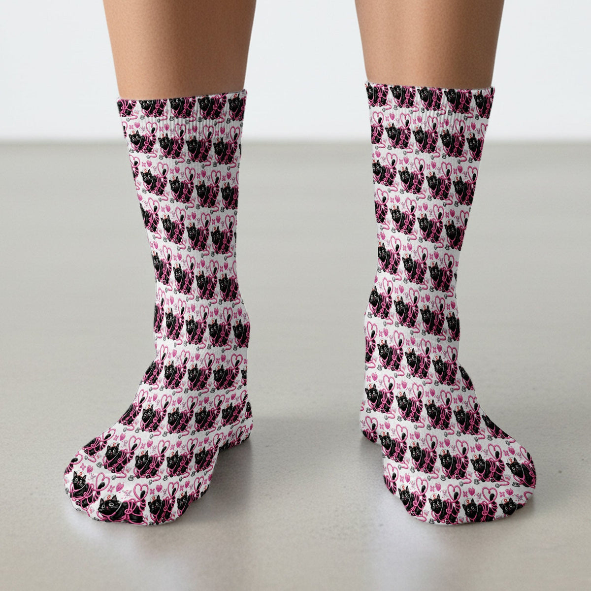 Valentine Cat Nurse Heart Socks