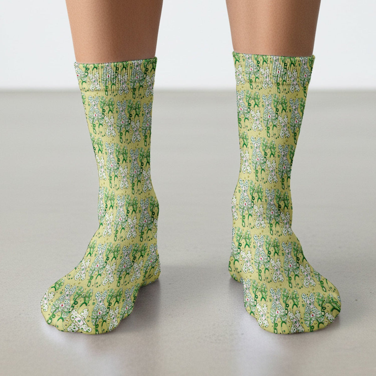 St Patrick Shamrock Stethoscope Nurse Socks