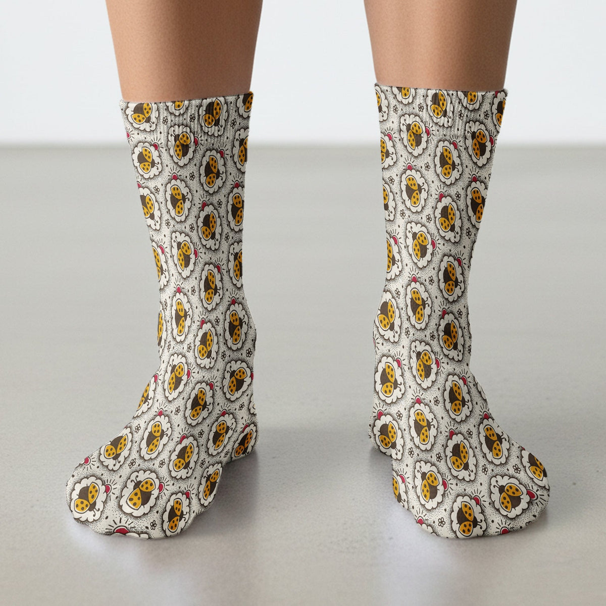 Ladybug Floral Frame Nurse Socks
