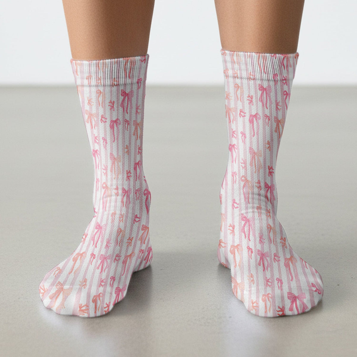 Pink Bow Stripe Nurse Socks