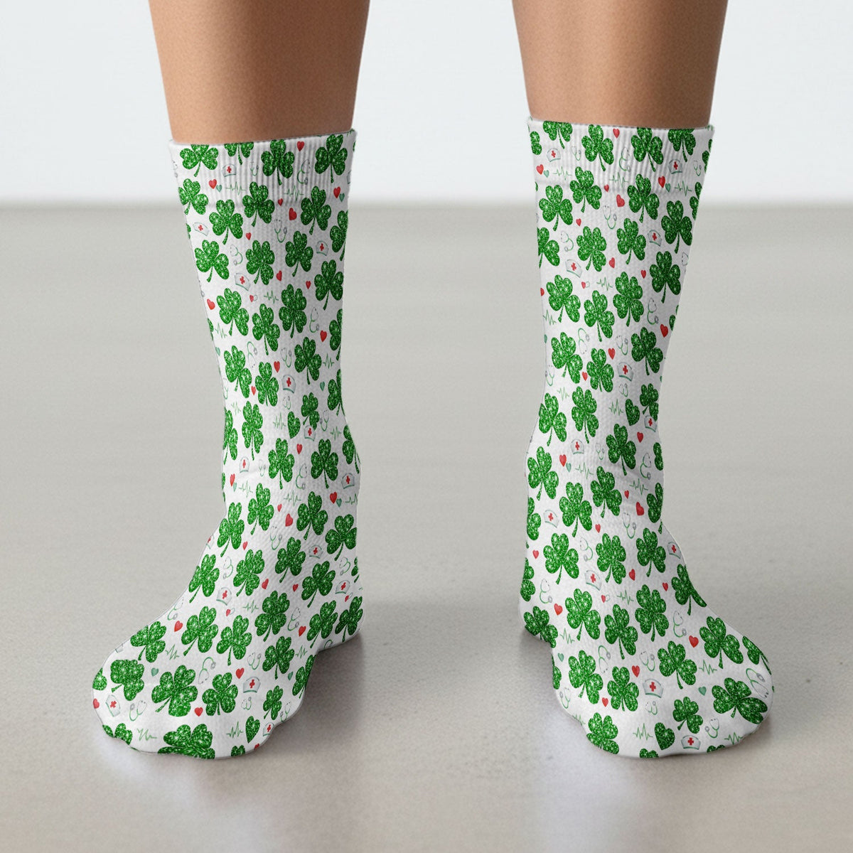 St Patrick Clover Nurse Socks