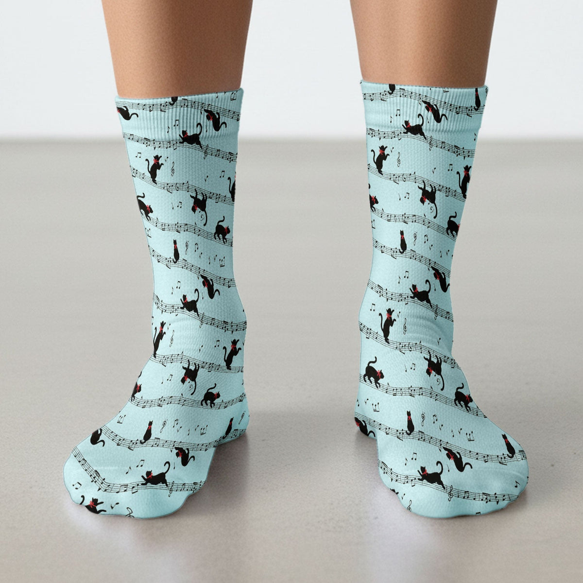 Dancing Black Cat Music Nurse Socks