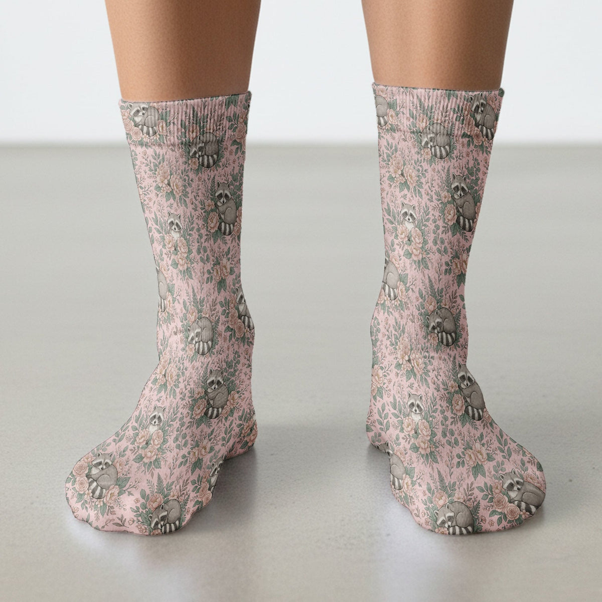 Sleeping Raccoon Rose Garden Nurse Socks
