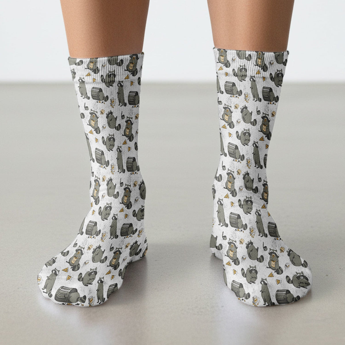 Raccoon Snack Trash Can Nurse Socks