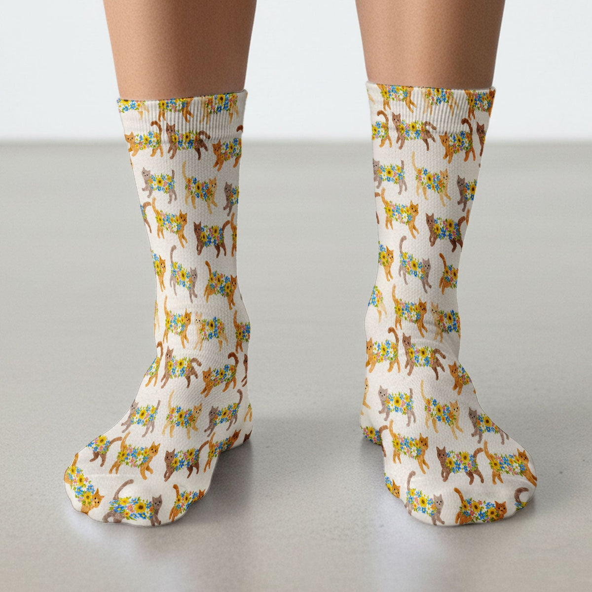 Flower Filled Cat Nurse Socks