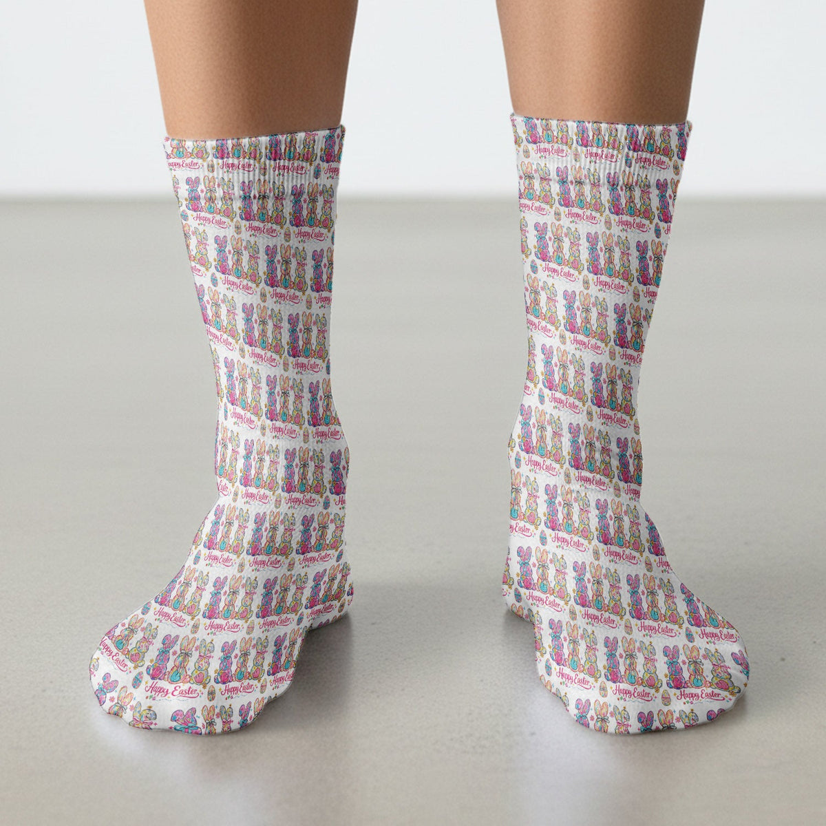 Pink Happy Easter Bunny Nurse Socks