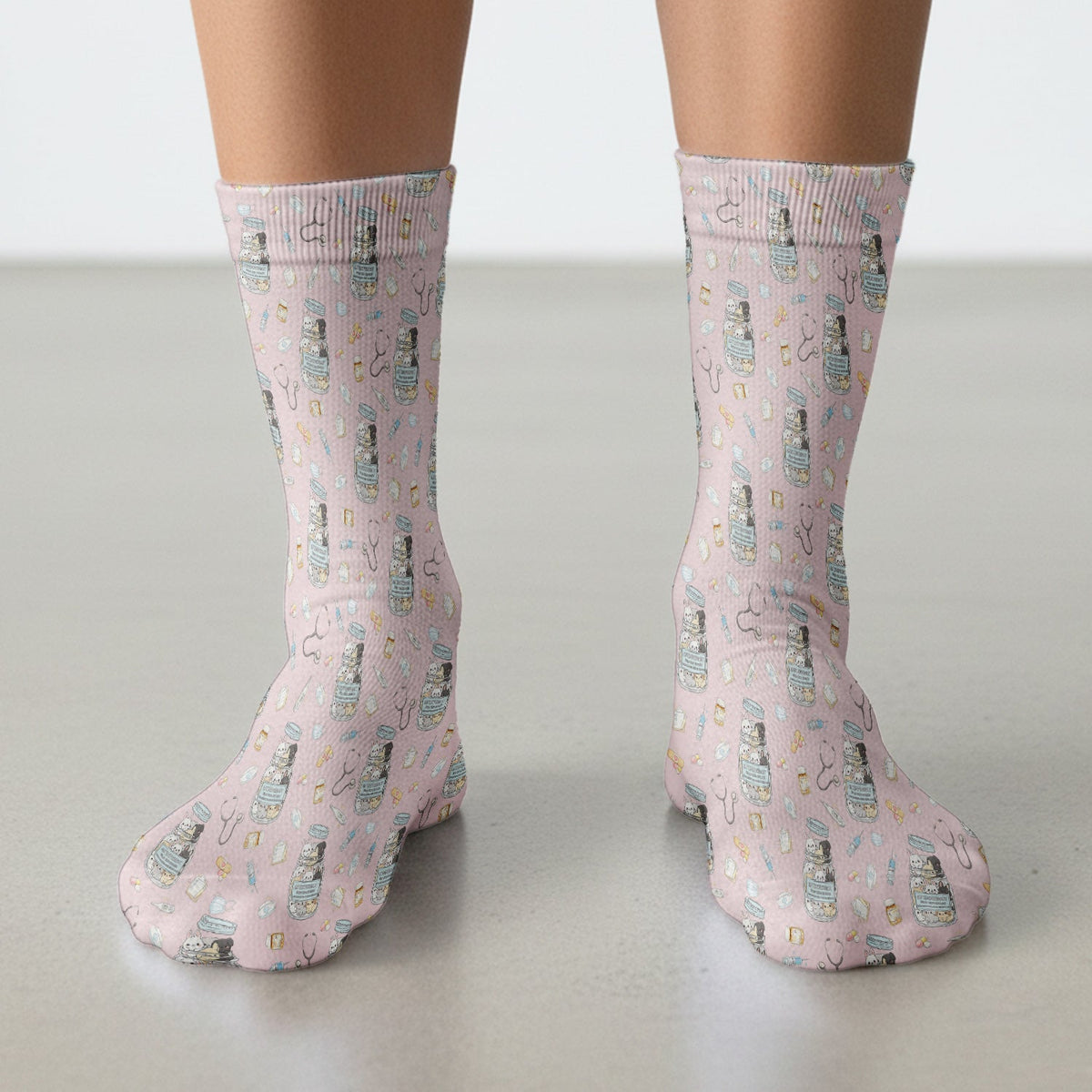 Whimsical Antidepressant Rabbit Jar Nurse Socks