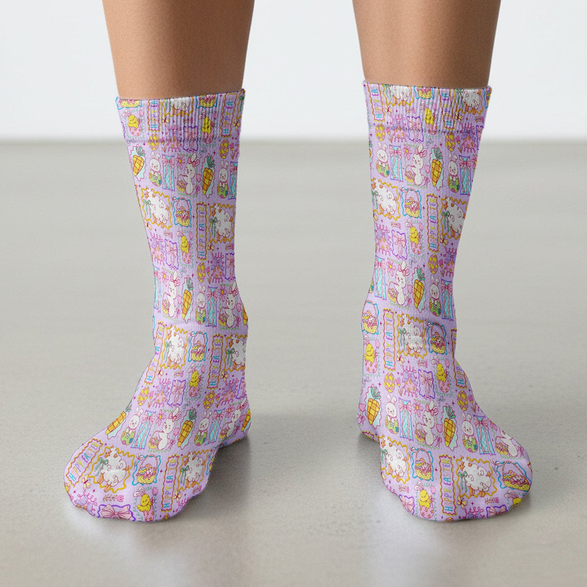 Bunny Egg Bow Nurse Socks - Easter Gift