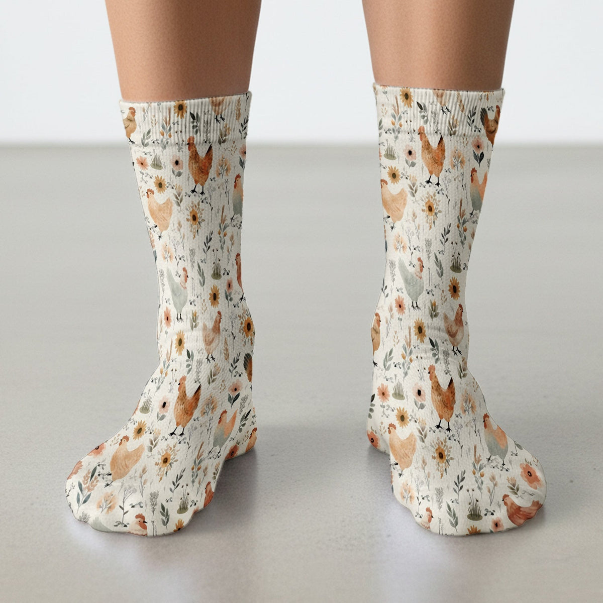 Chicken Floral Farm Nurse Socks