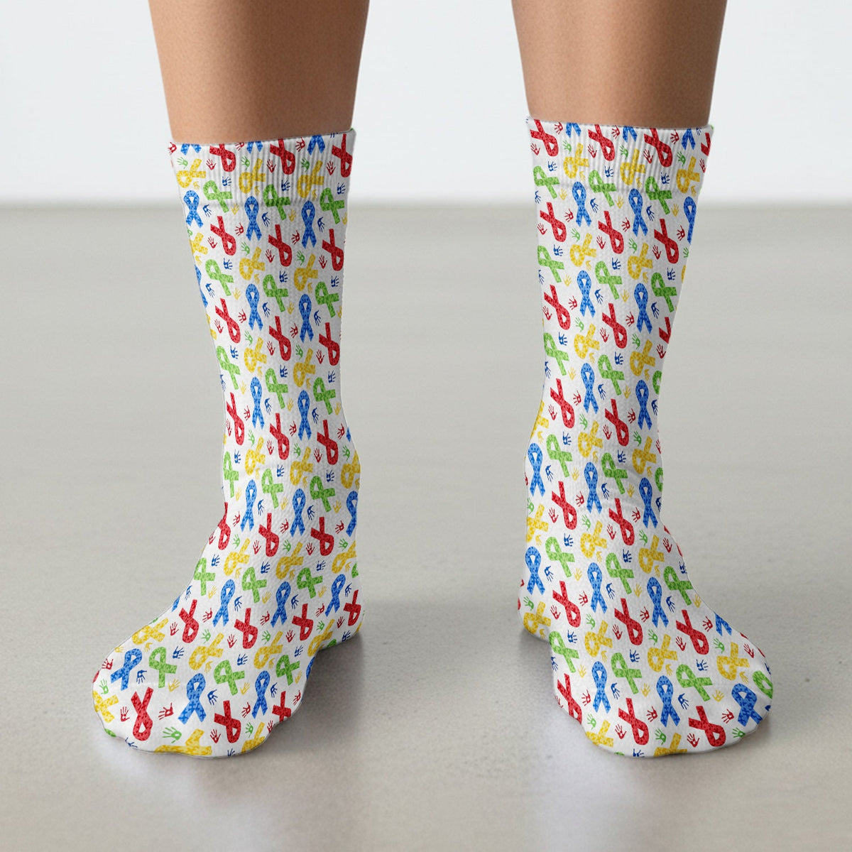 Ribbon Handprint Nurse Socks