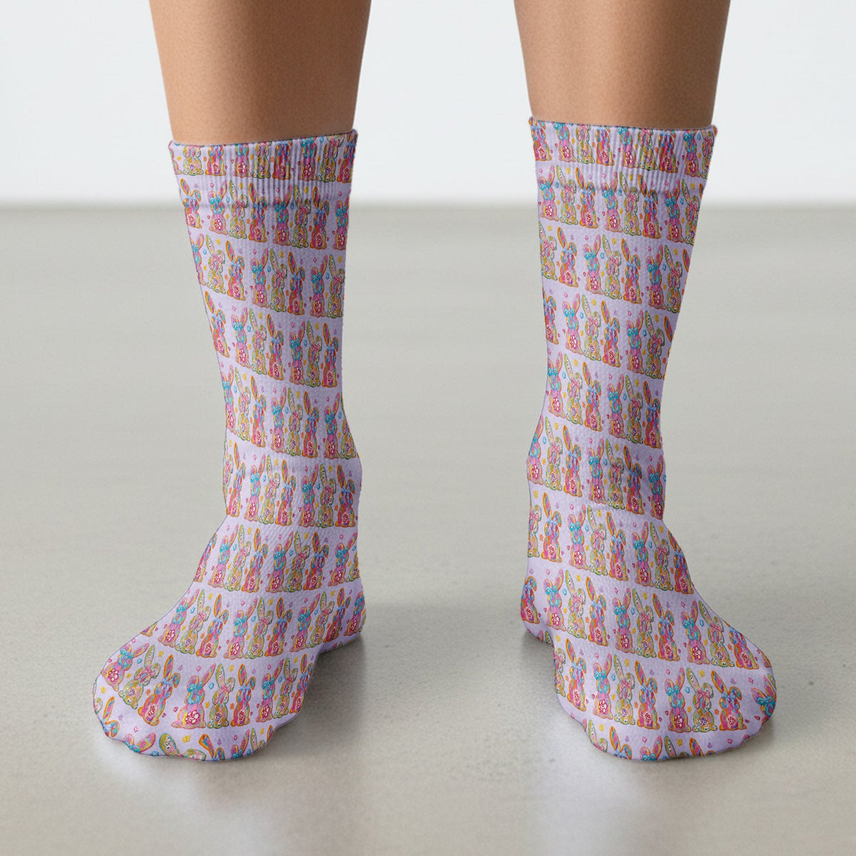 Pastel Bunny Floral Nurse Socks