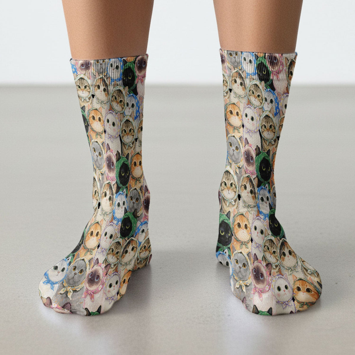 Adorable Multi Cat Portrait Nurse Socks