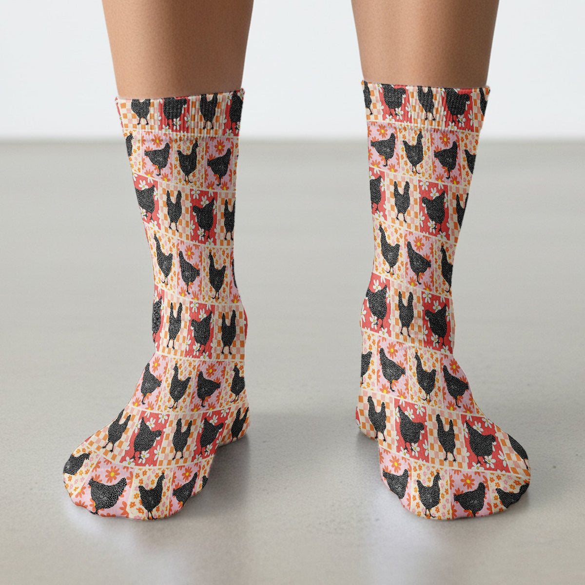 Chicken Patchwork Floral Nurse Socks