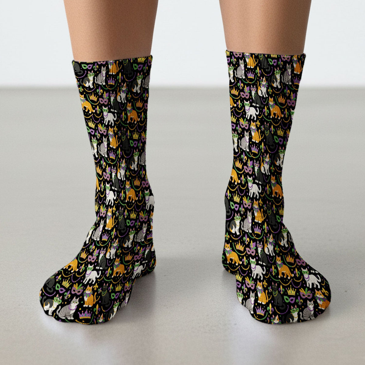 Cat Mardi Gras Nurse Socks