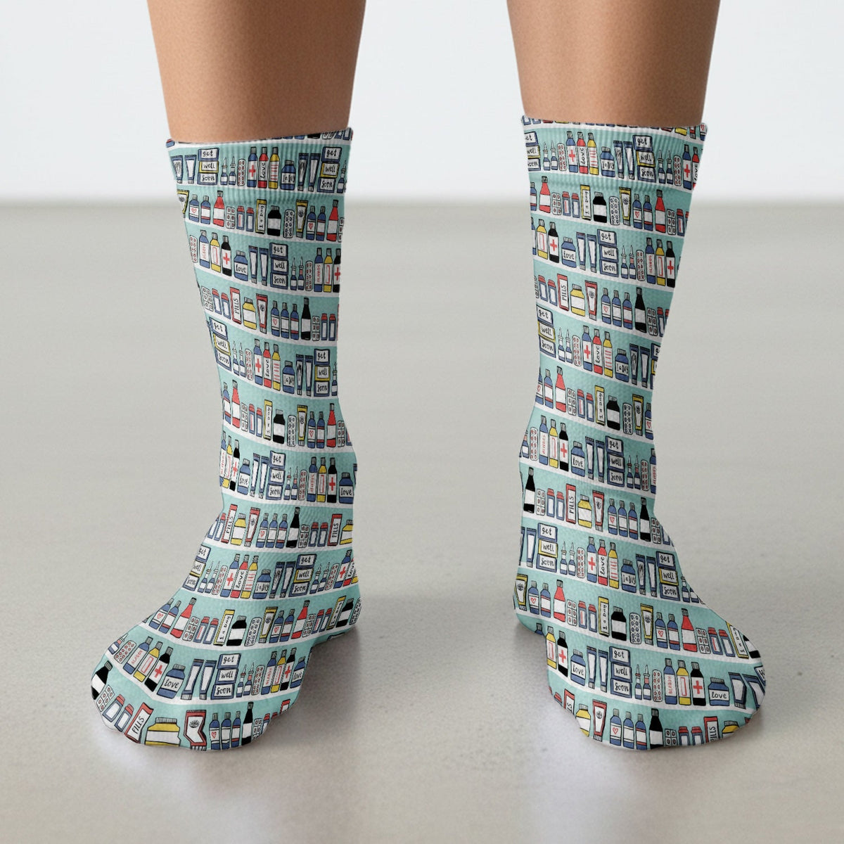 Medicine Bottle Pharmacy Pills Nurse Socks