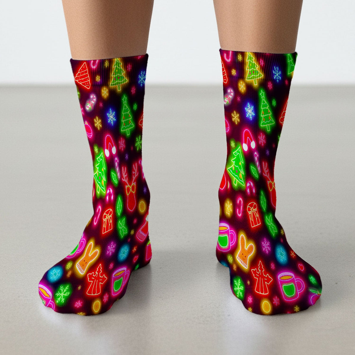 Neon Reindeer Nurse Socks