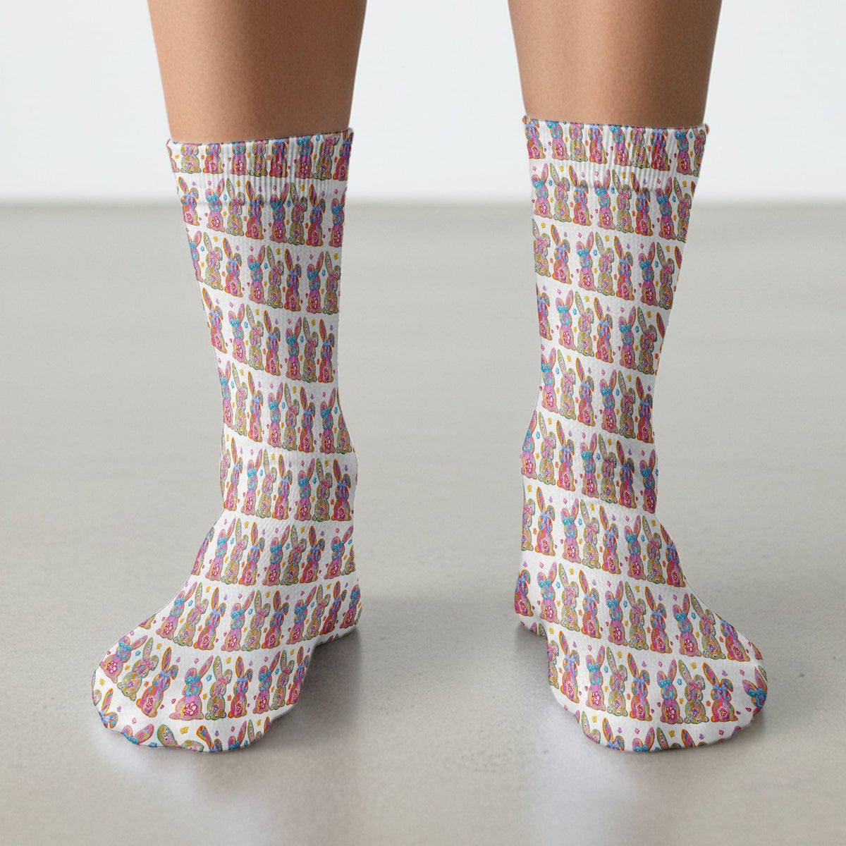 Pastel Bunny Floral Nurse Socks