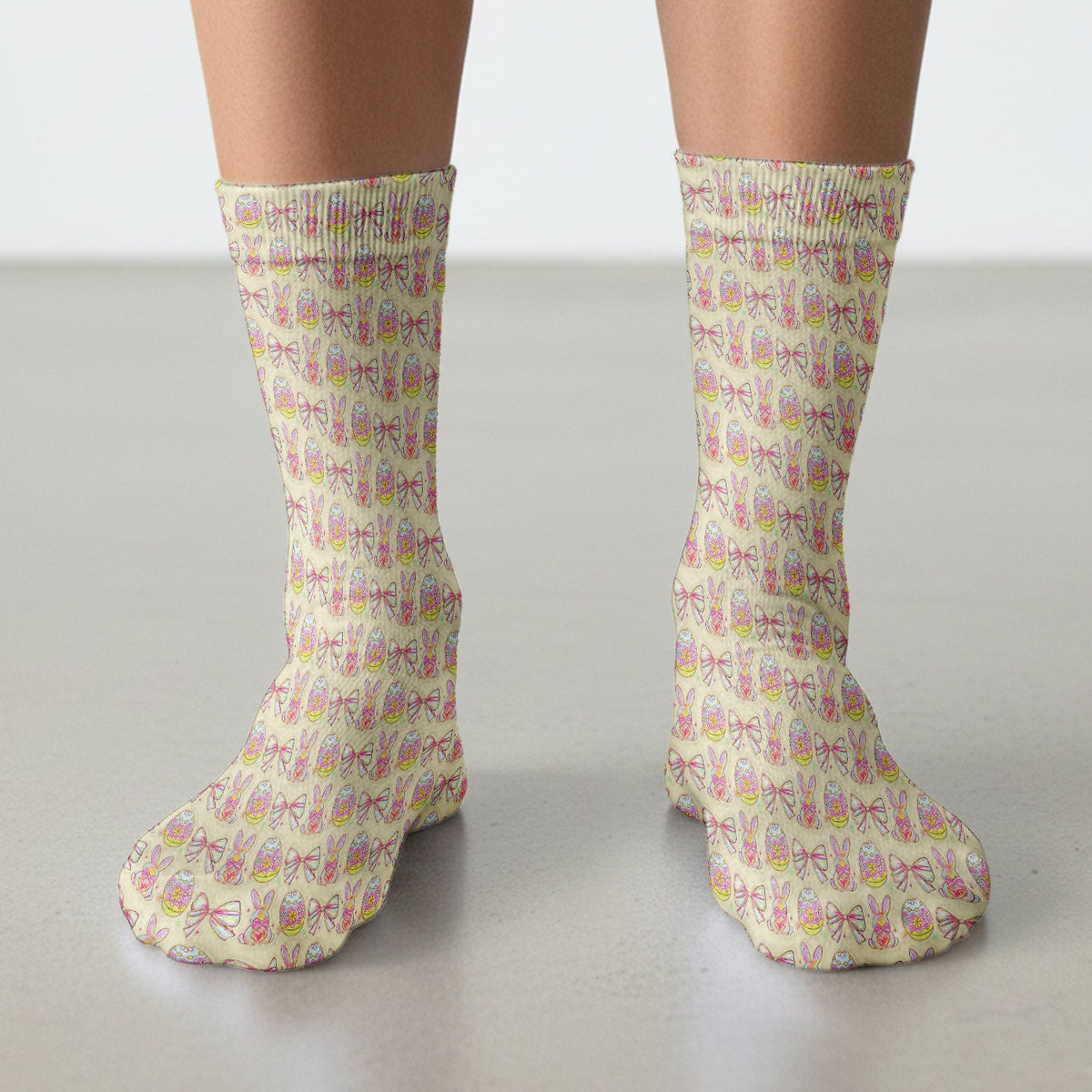 Bunny Pastel Egg Bow Nurse Socks - Easter Gift