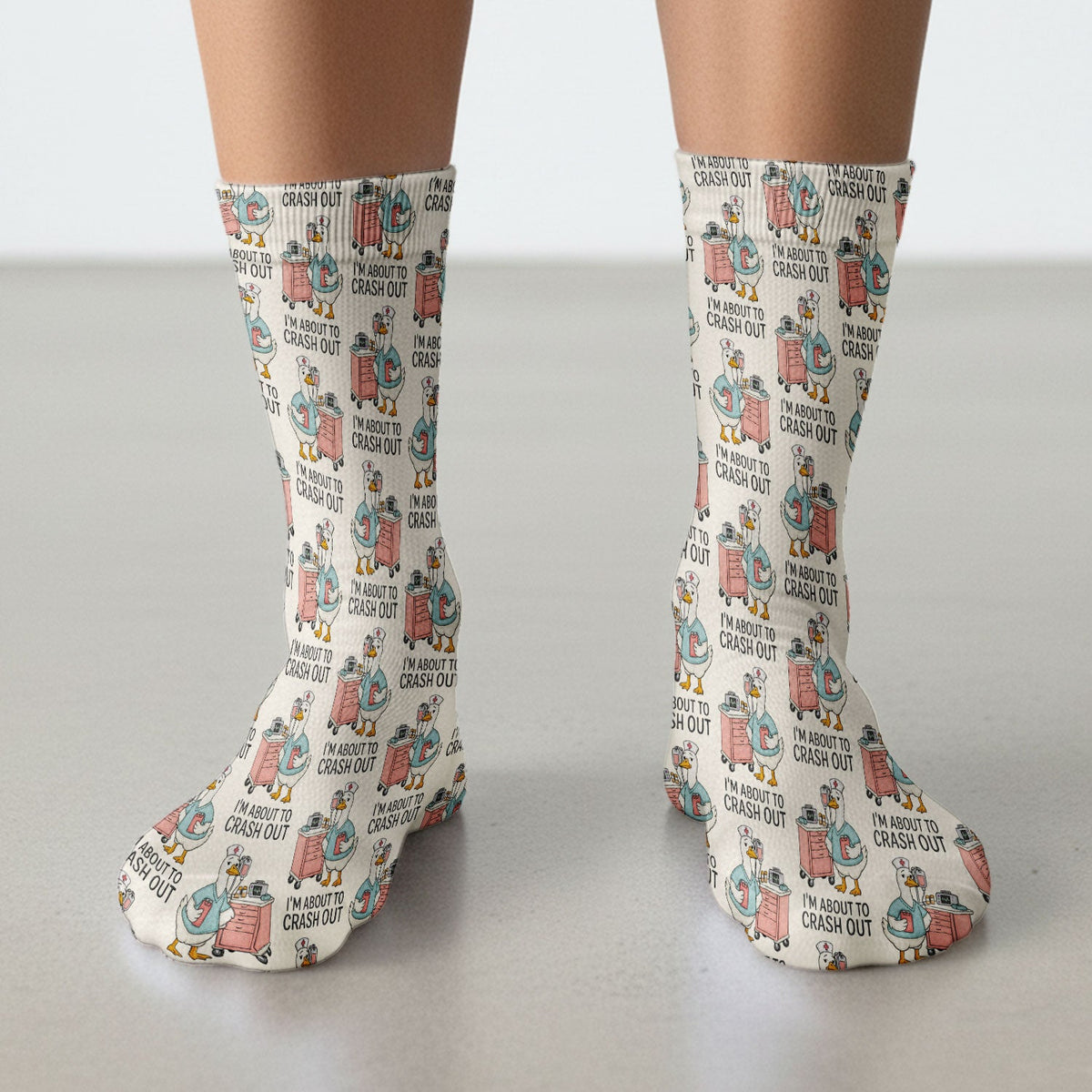 Goose Crash Out Nurse Socks
