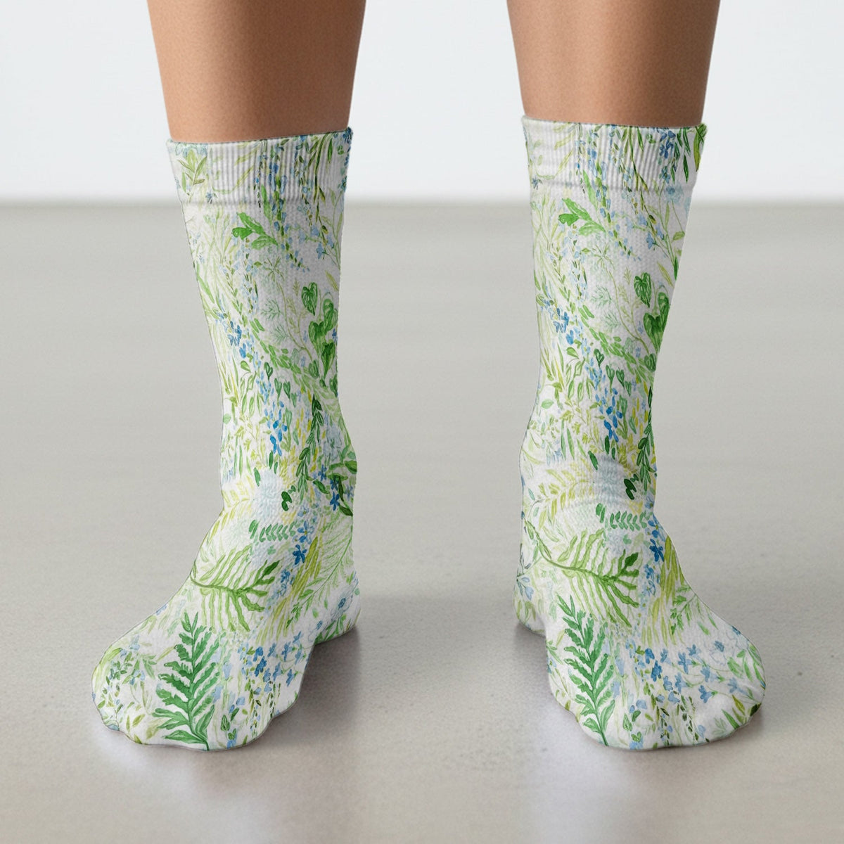 Green Botanical Floral Nurse Socks