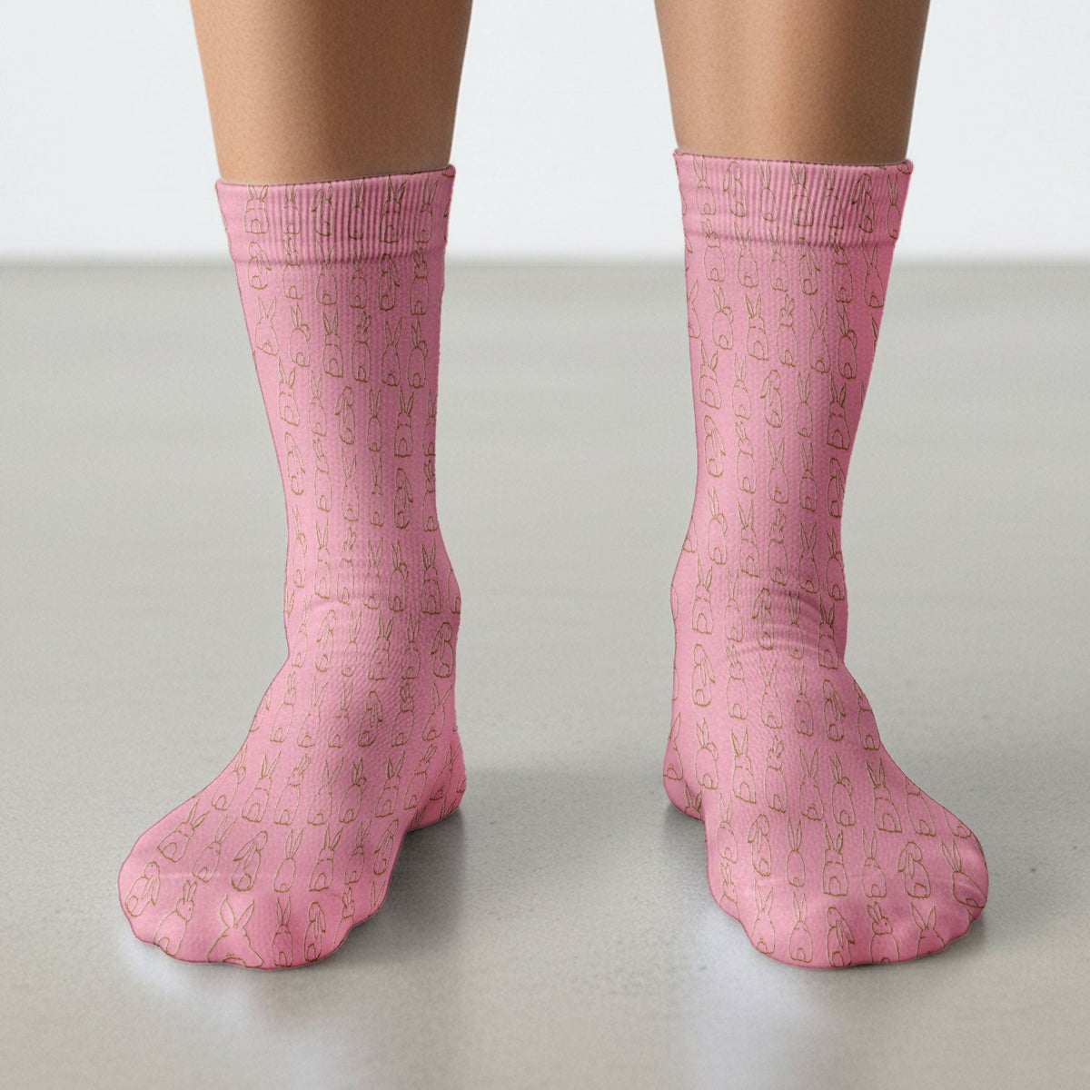 Cartoon Bunny Line Art Nurse Socks