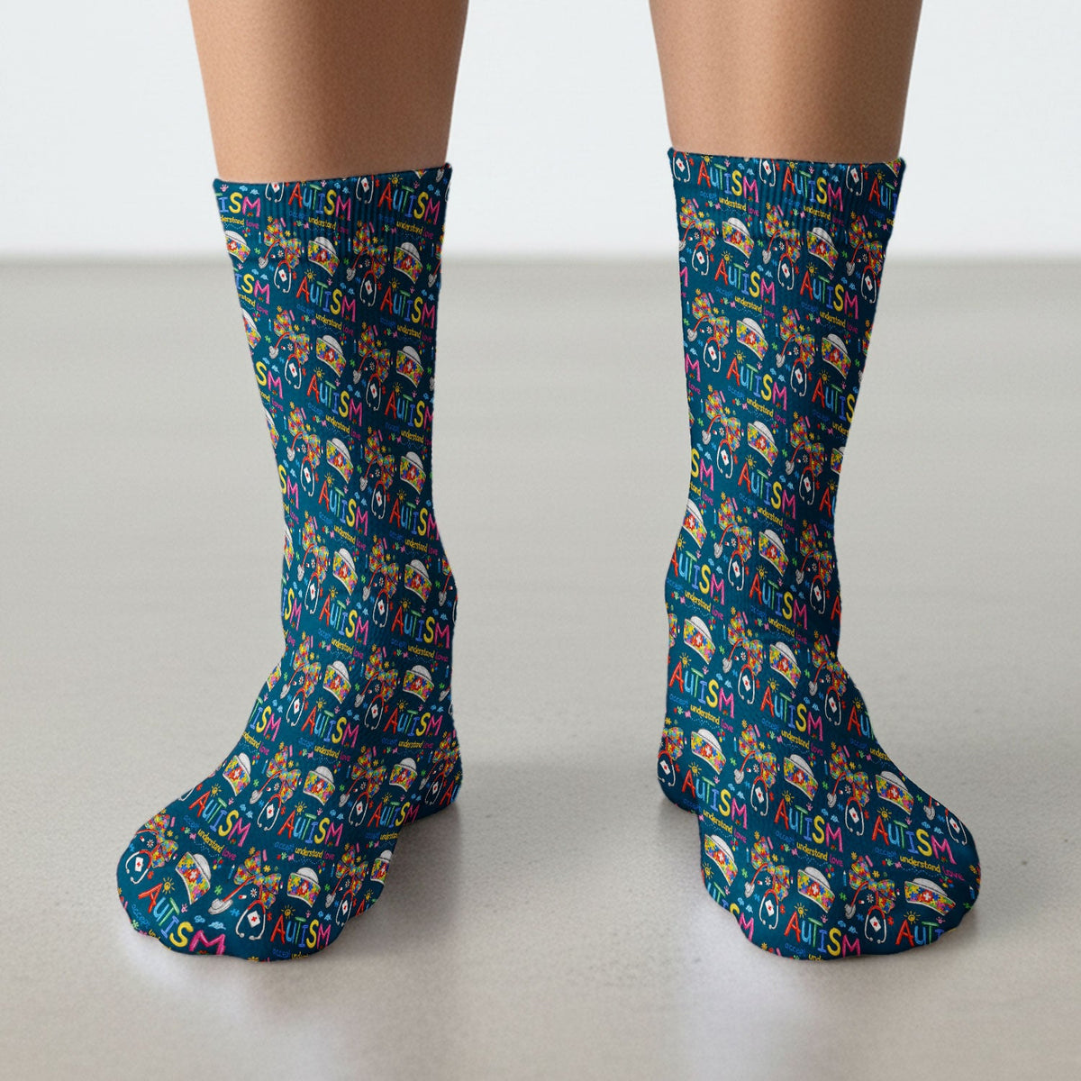 Autism Awareness Accept Understand Love Nurse Socks