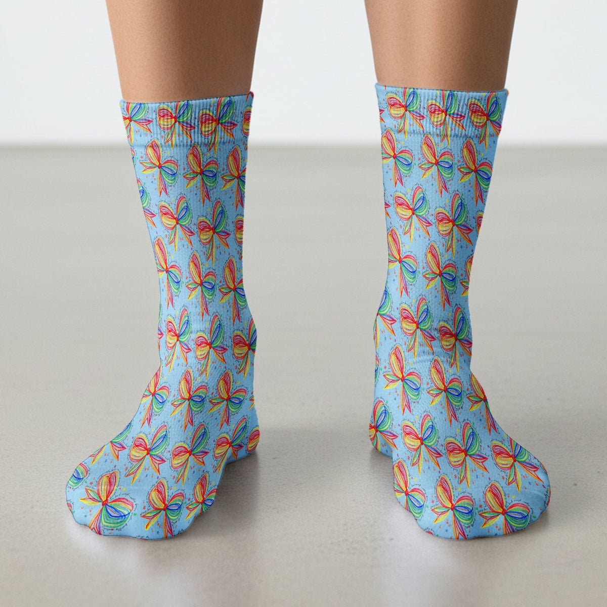 Colorful Rainbow Bow Nurse Socks