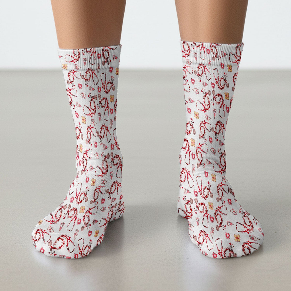 Heart Stethoscope Nurse Socks