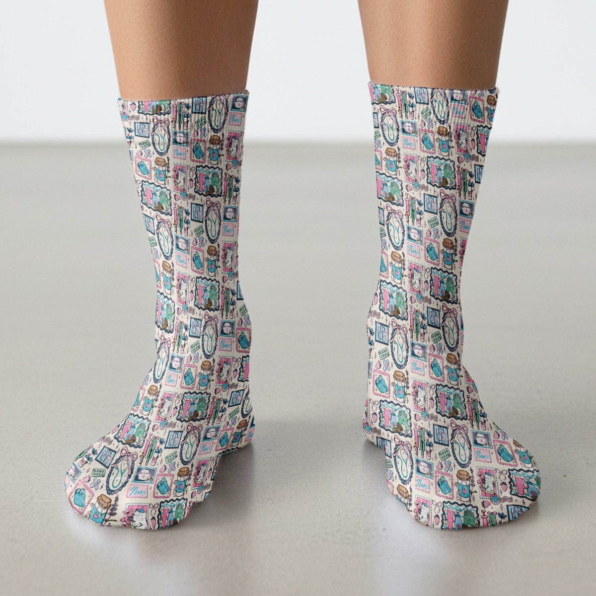Stethoscope Syringe Frame Nurse Socks