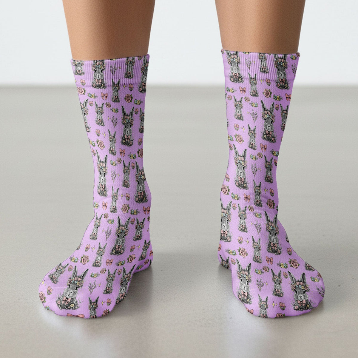 Vintage Floral Bunny Nurse Socks