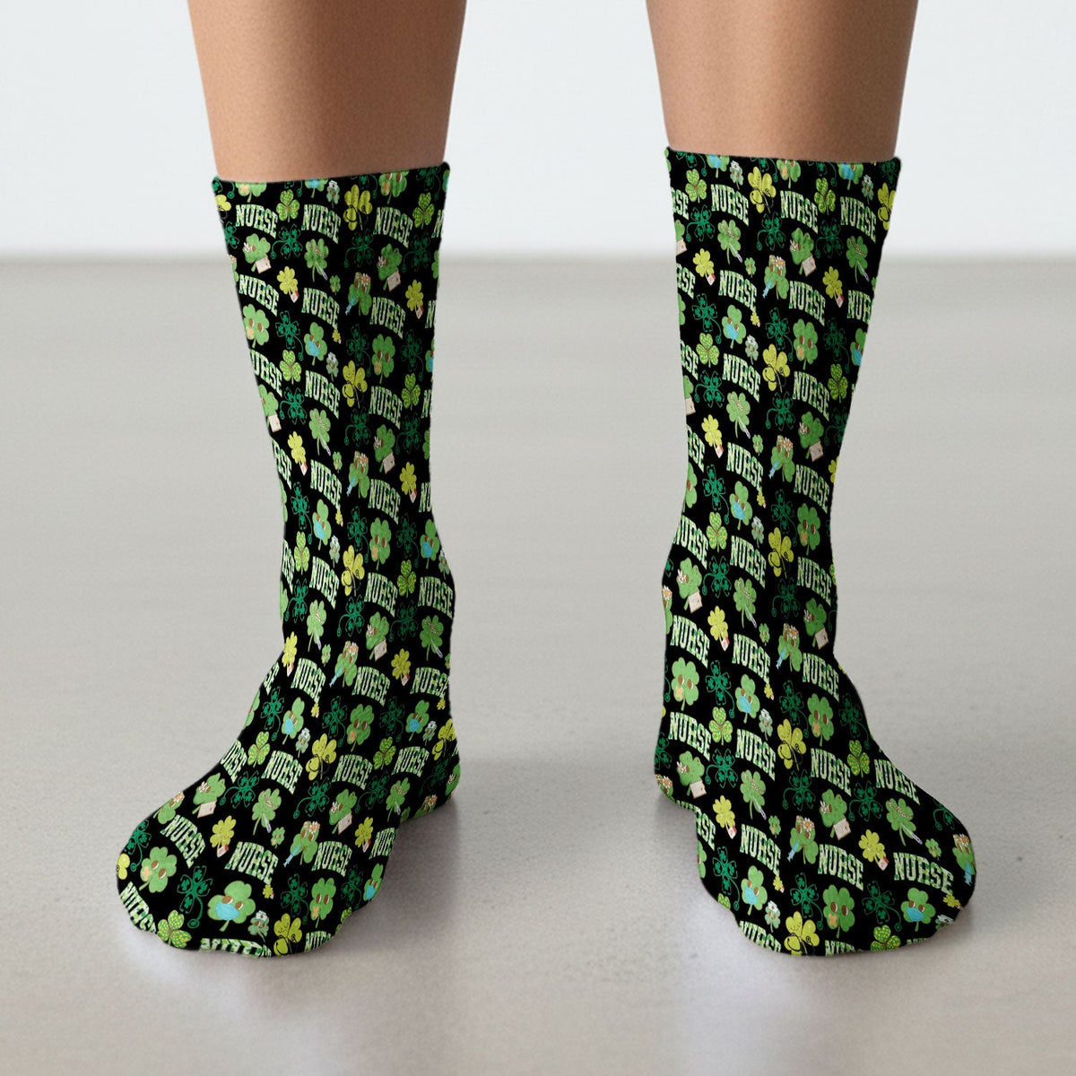 Lucky Shamrock Nurse Socks - St Patricks Day Gift