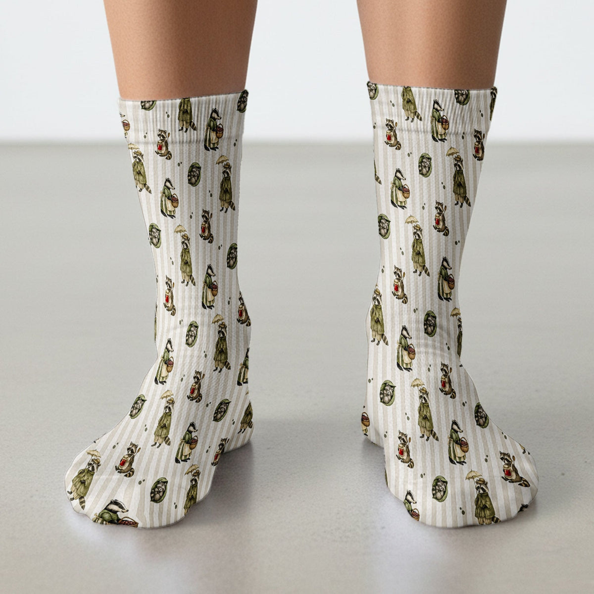 Woodland Raccoon Print Nurse Socks