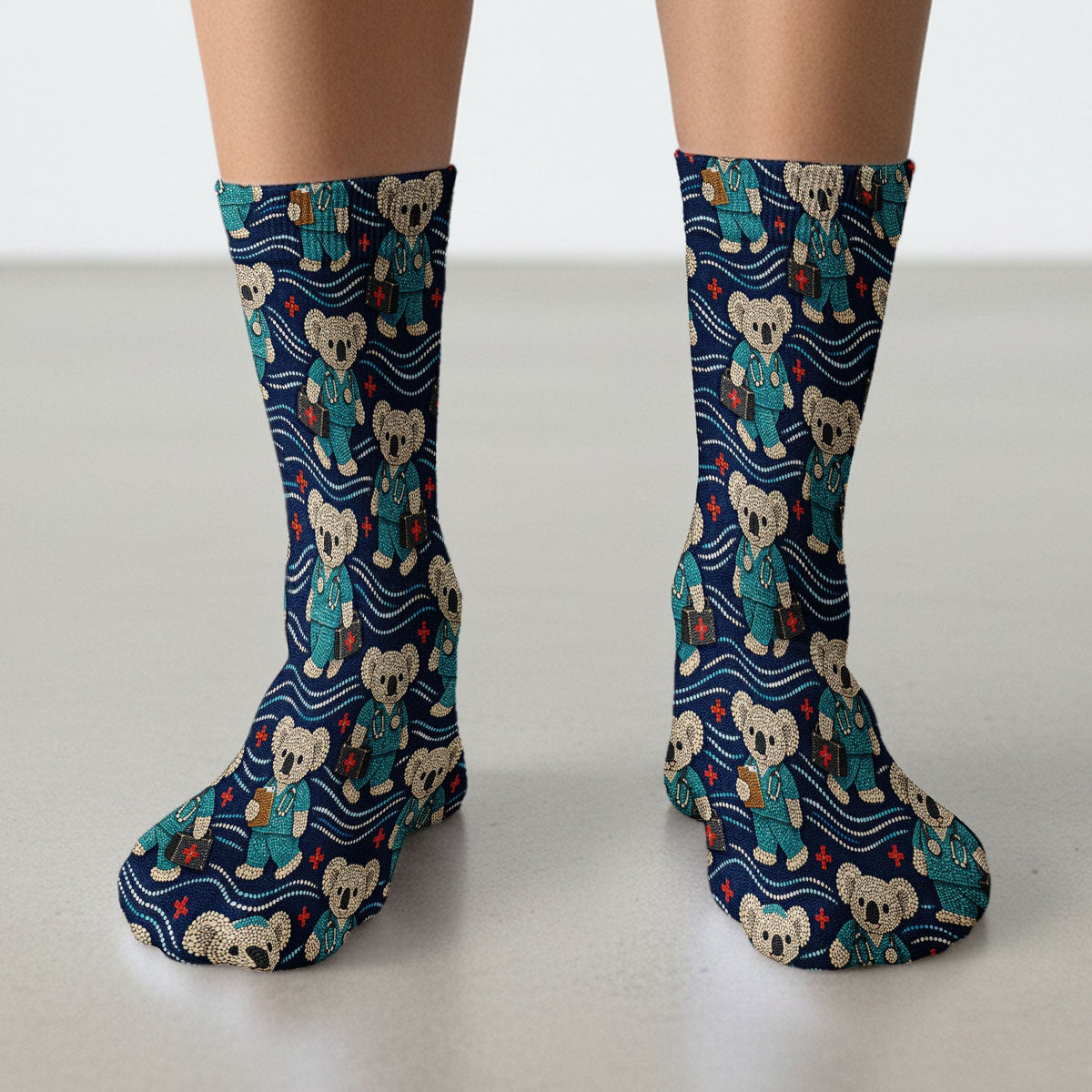 Aboriginal Dot Art Koala Nurse Socks