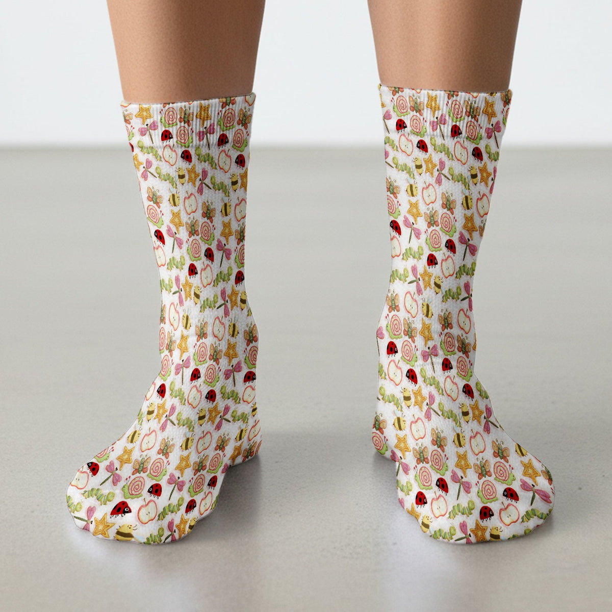 Snail Ladybug Caterpillar Apple Garden Nurse Socks