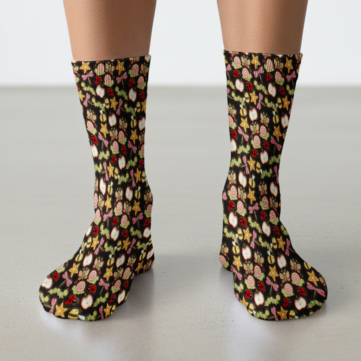 Snail Ladybug Caterpillar Apple Garden Nurse Socks