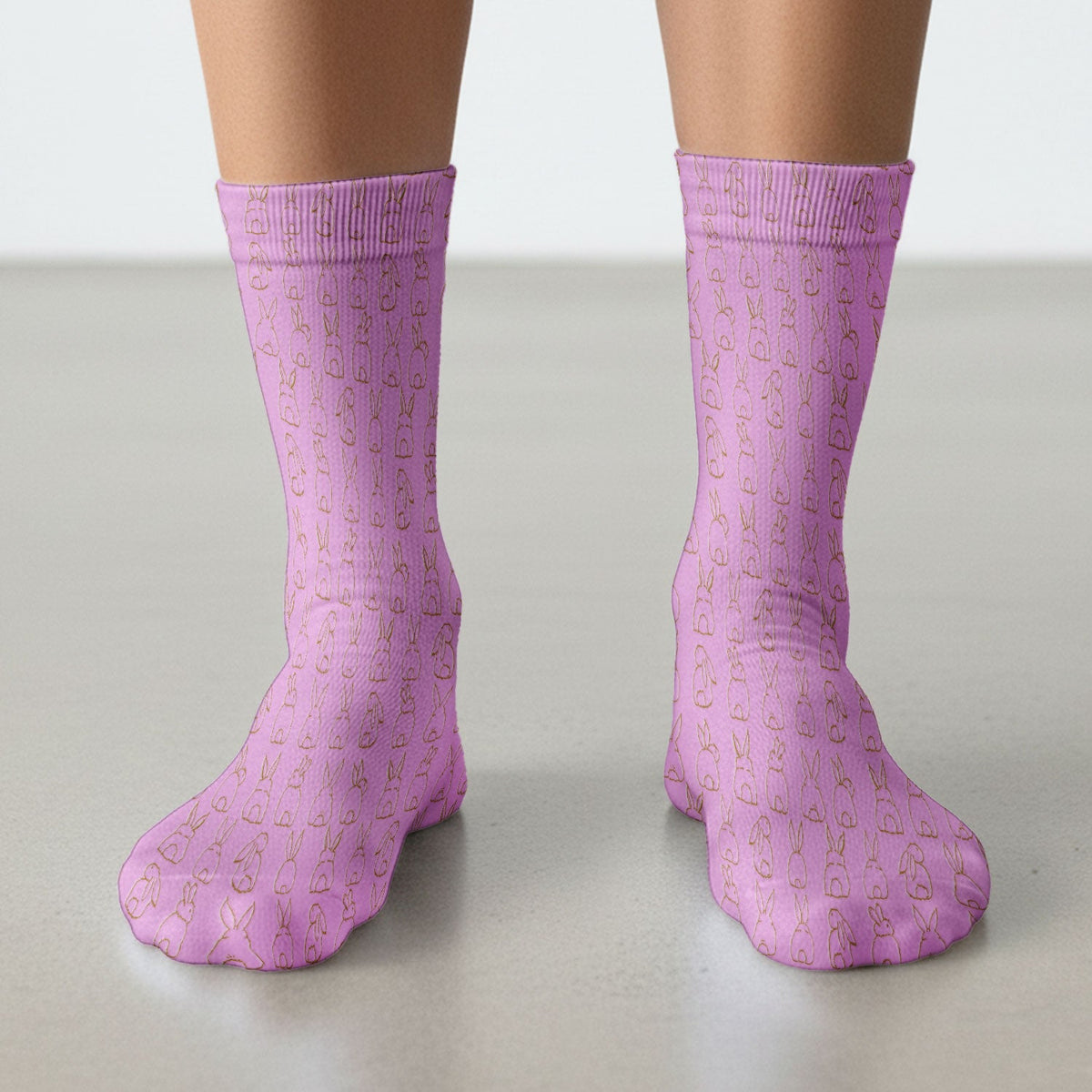 Cartoon Bunny Line Art Nurse Socks