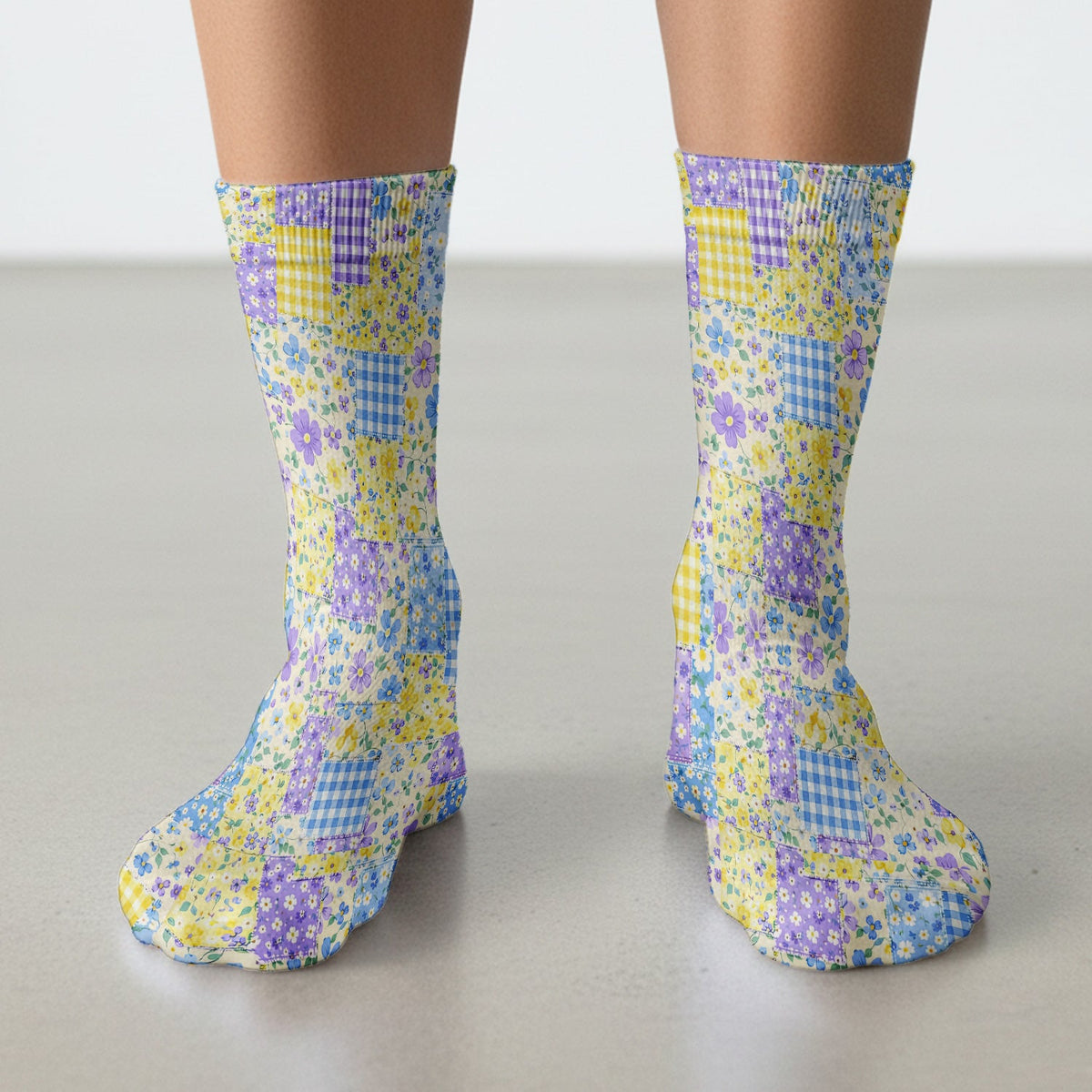 Floral Patchwork Gingham Nurse Socks